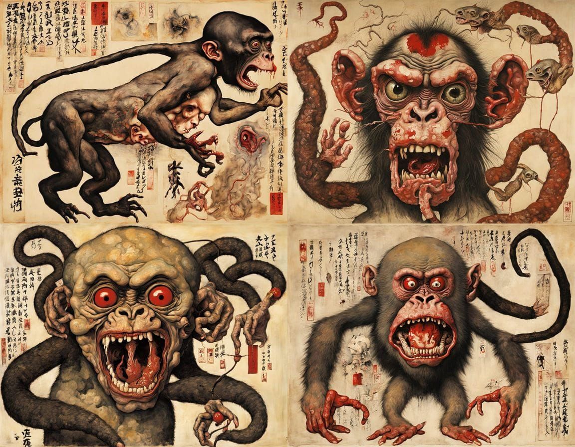 Surreal Japanese Horror Showcased in Grotesque Cyberpunk Art