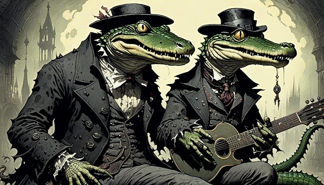 Hipster Alligator Crying Alone