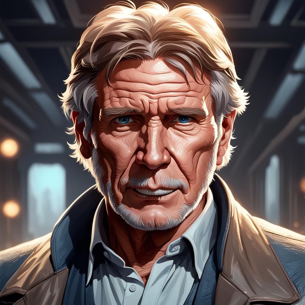 Harrison Ford Portrait with Dynamic Lighting