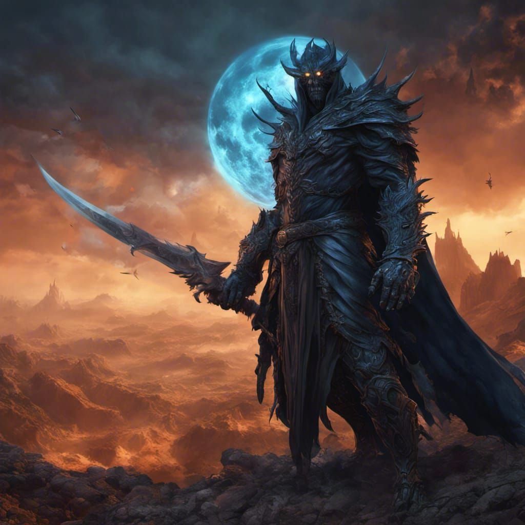 Dark Wraith Killing a Demon Under Blue Sun