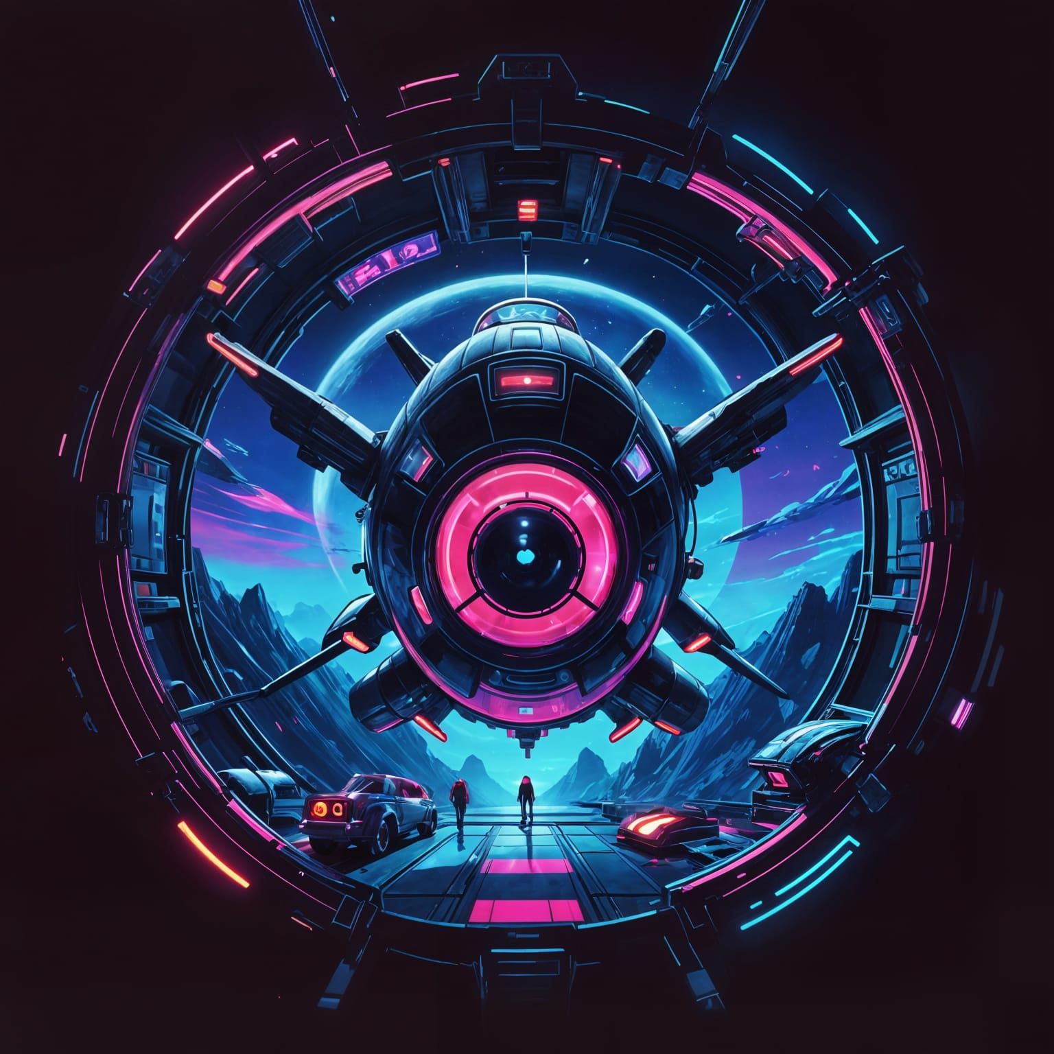 Atompunk Pilot in Retro Futuristic Space Station