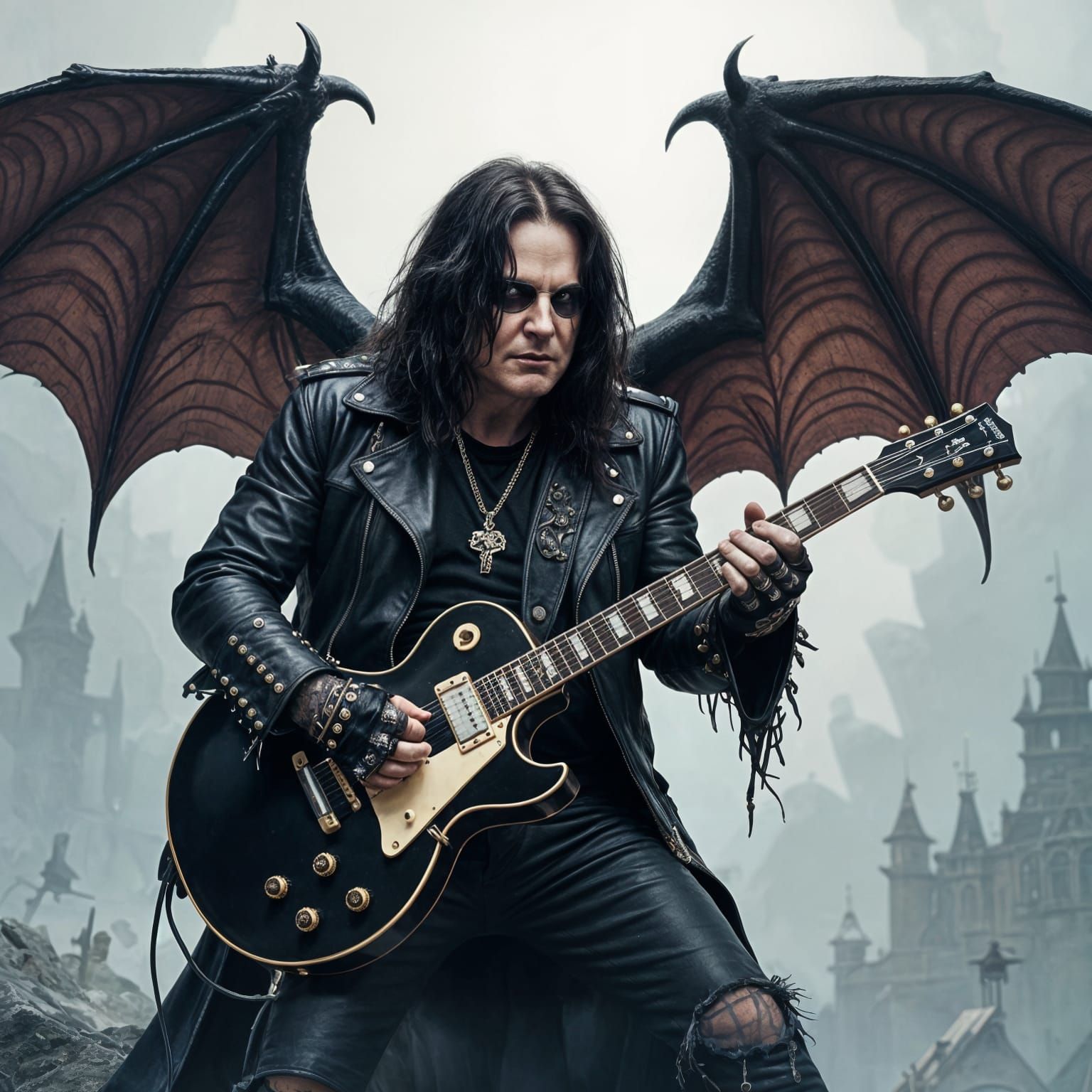 Ozzy Osbourne with Bat Wings in Fantasy Theme