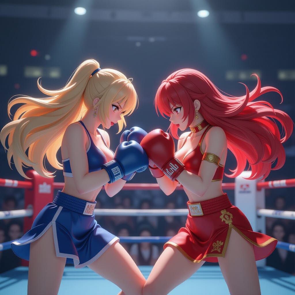 Intense Anime Boxing Match with Dynamic Poses