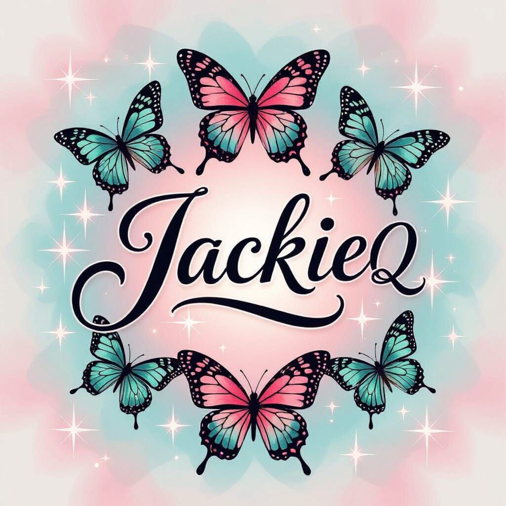 Airbrush-Style Name Art with Butterflies
