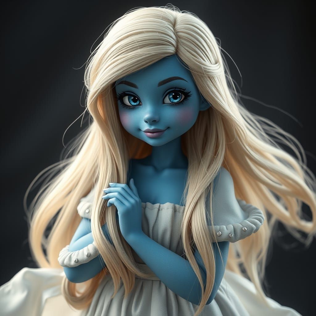Photorealistic Smurfette in Art Nouveau Style