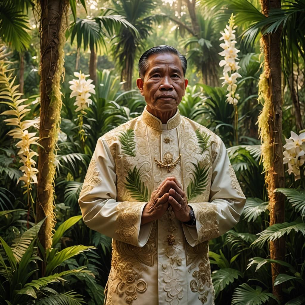 Filipino Faith Healer Portrait in Tropical Garden