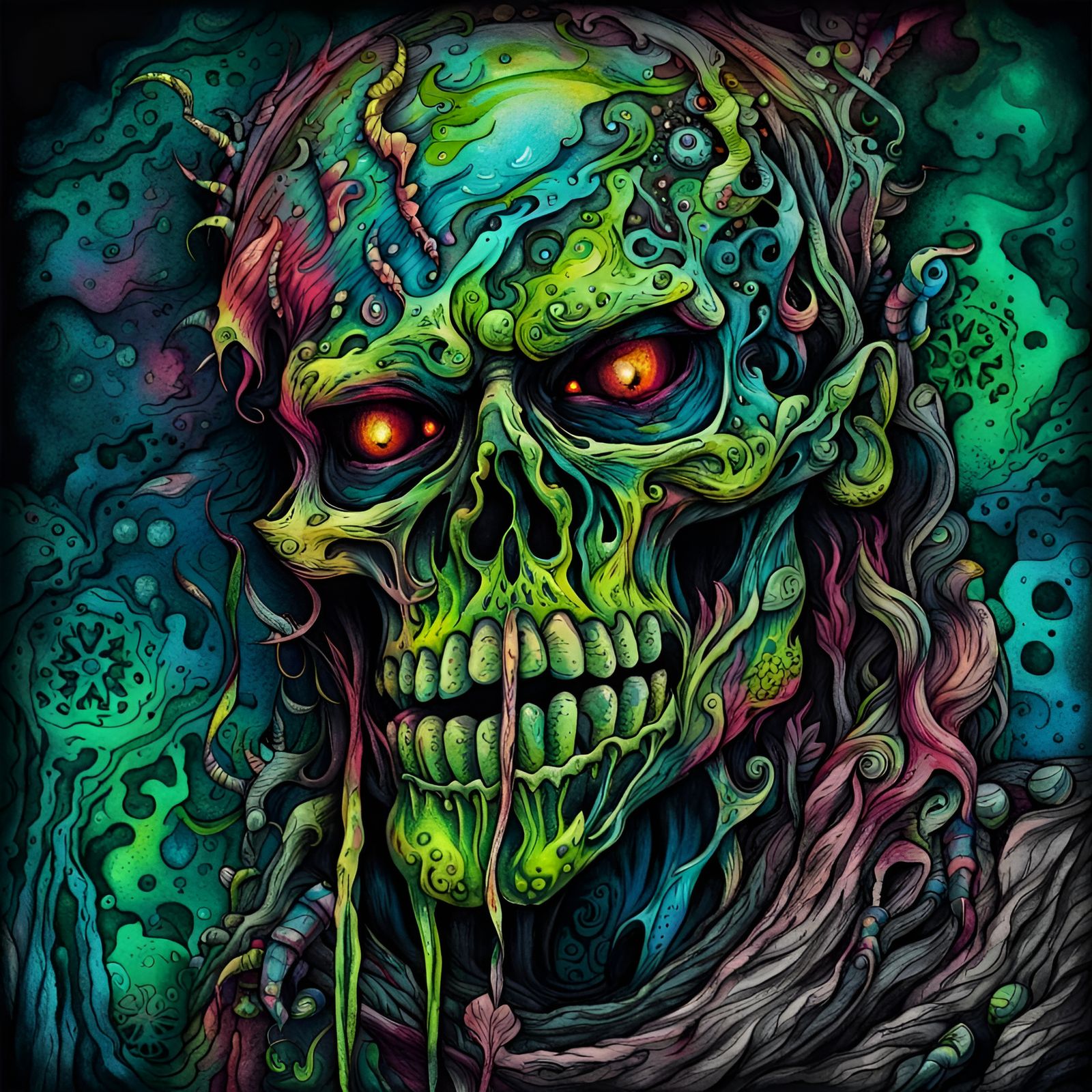 Steampunk Zombie Warrior in Chromatic Art Style