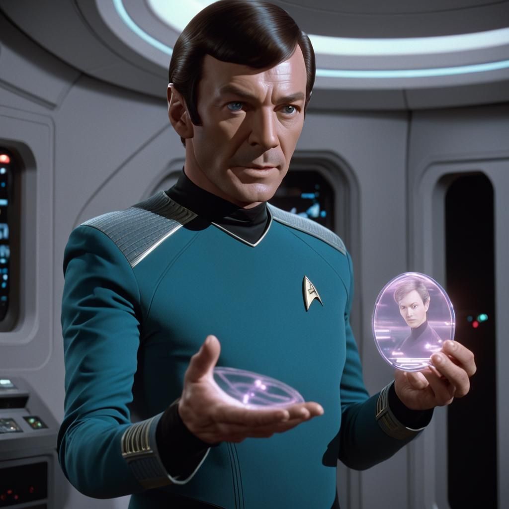 Star Trek's Mr. Data with Holographic Portrait of Tasha Yar...