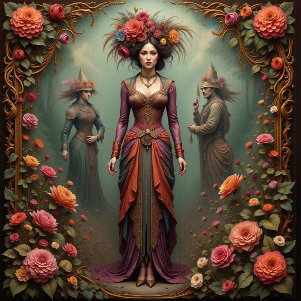 Woman in La Boheme Attire in Belle Epoque Style