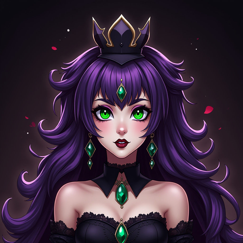 Gothic Vampire Princess Peach with Purple Hair