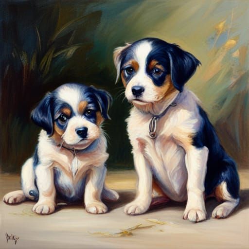 Puppies in Tutus: Oil Painting
