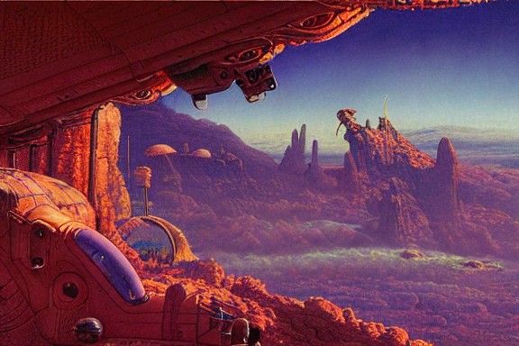 Alien Primates Inhabit Castle in the Sky: Matte Painting