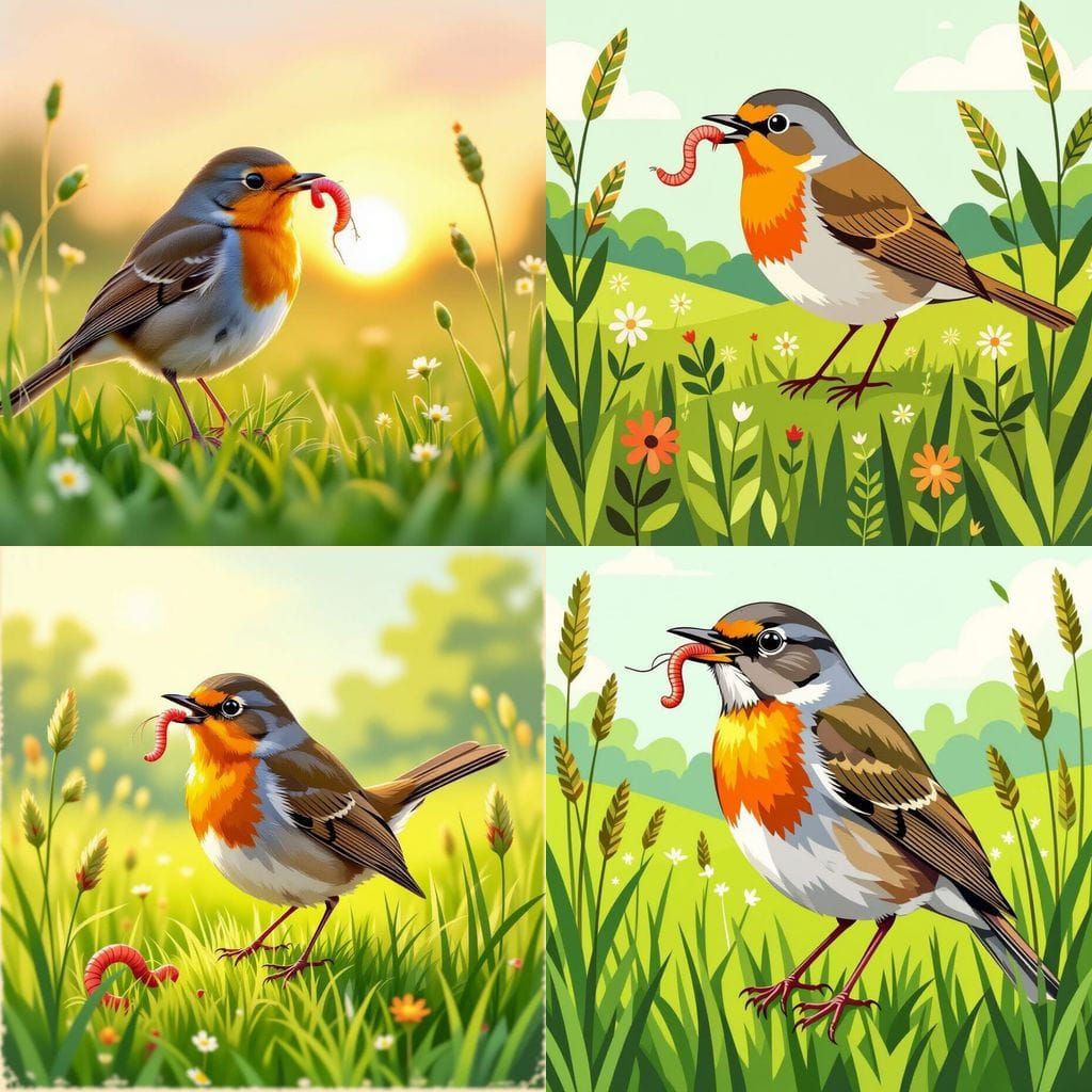 Proud Robin with Worm