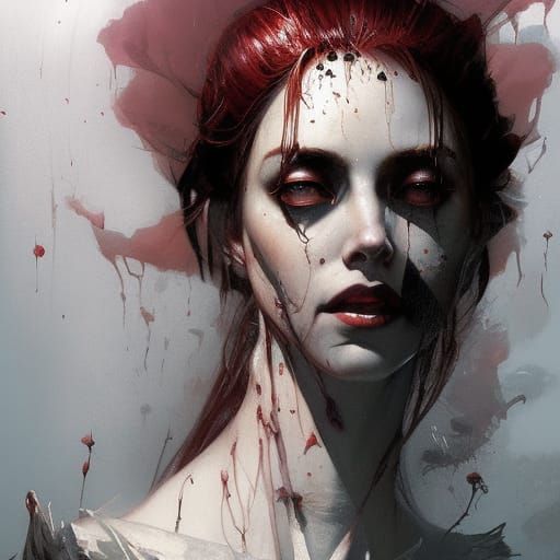 Elegant Vampire Queen Portrait in Hyperdetailed Digital Art