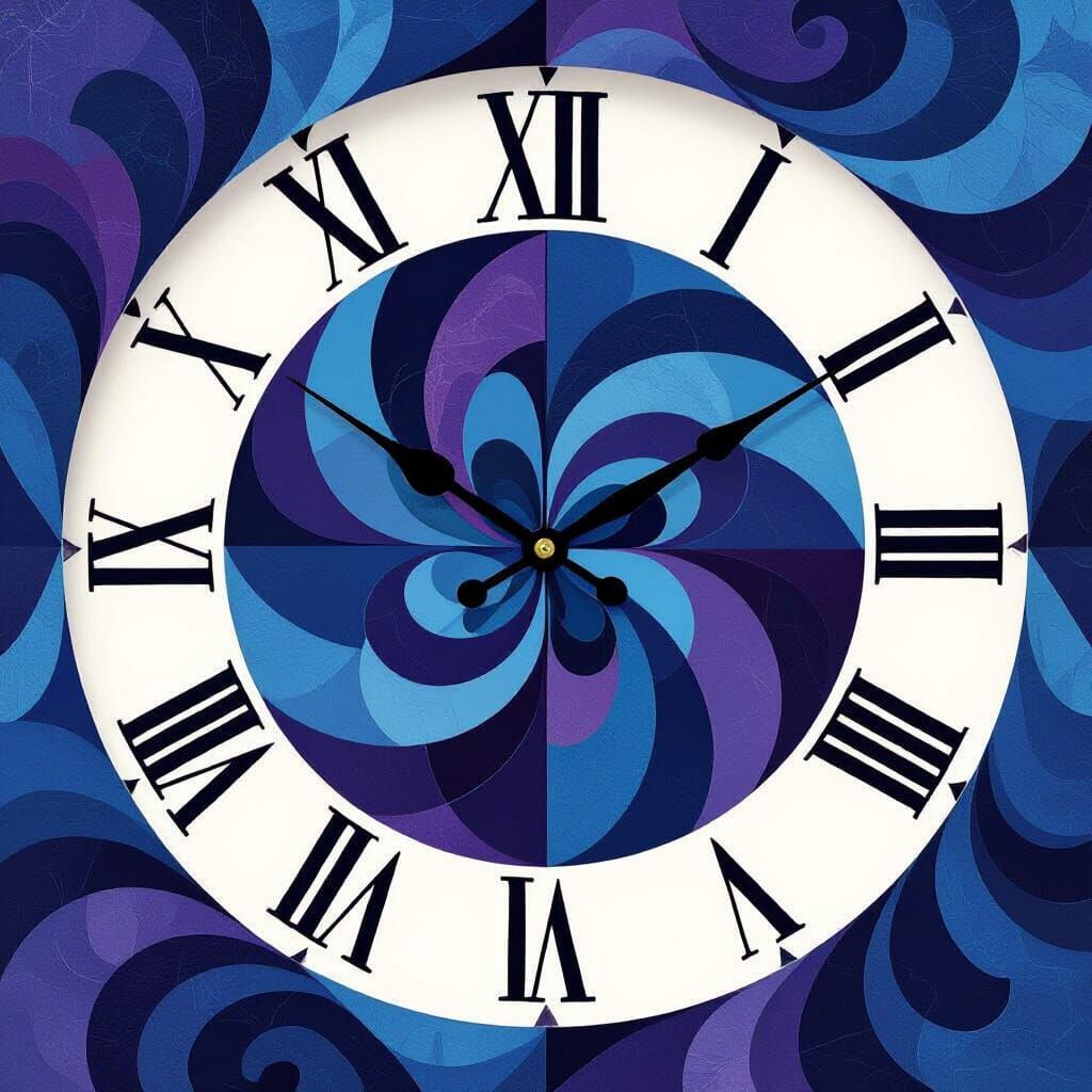 Abstract Clock Design in Rothko and Riley Style