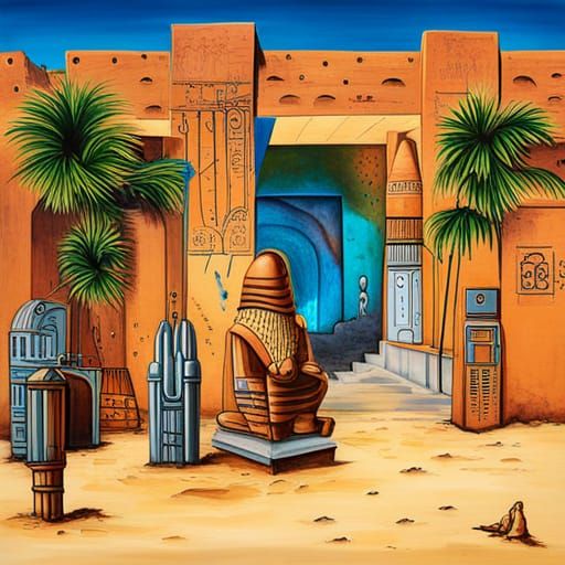 Egyptian Temple Graffiti Art of Crocodile God Sobek