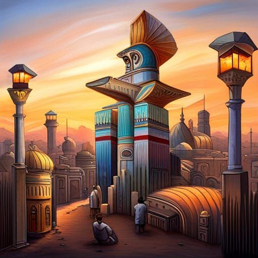 Ancient Egyptian Town of Sumenu: Graffiti Art Style