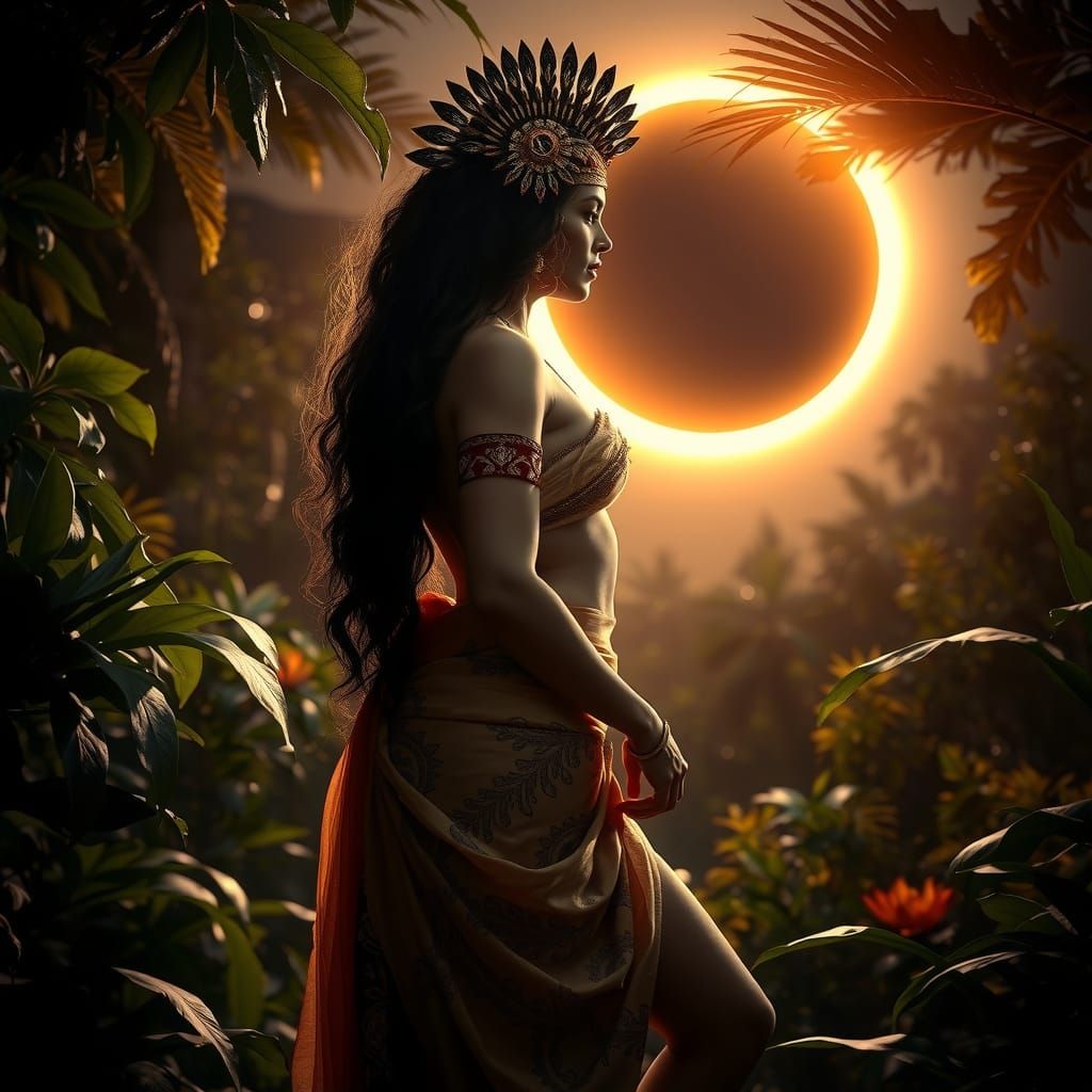 Mayan Queen in Solar Eclipse Regalia