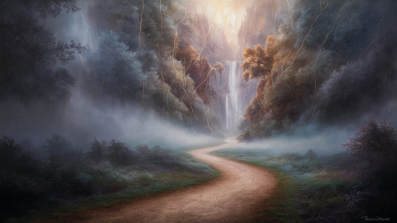 Ethereal Forest Scene in a Dreamlike Painting