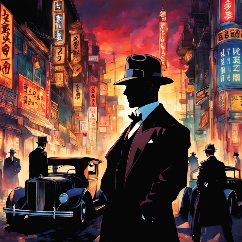 Gangsters in Double Exposure: Anime-Inspired Concept Art