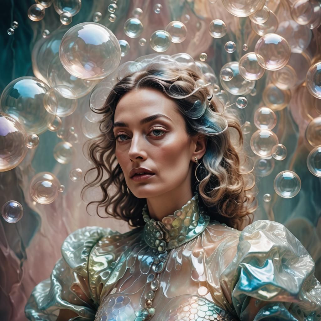 Iridescent Bubble Clothing: A Surreal Macro Photograph