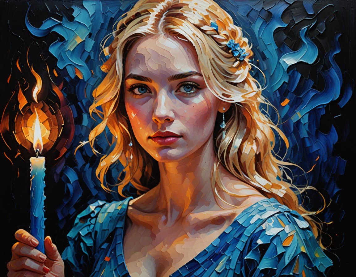 Candlelit Portrait in Expressionist Style