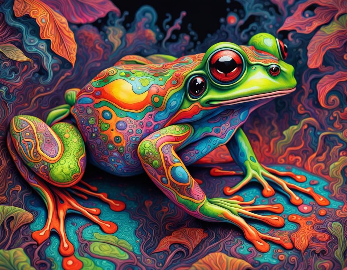 Psychedelic Frog in Vibrant Colors