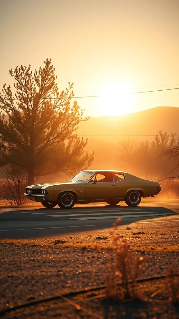 1970s Car in Dramatic Morning Light