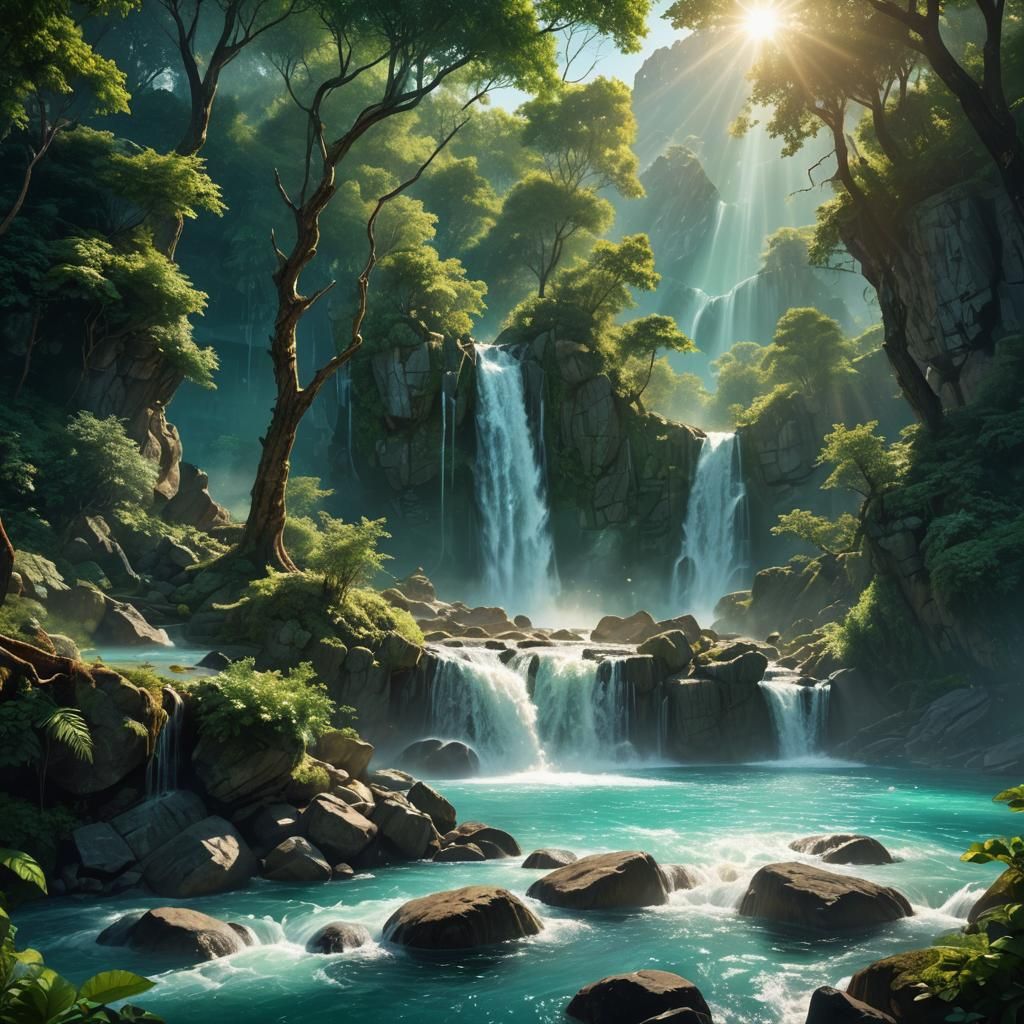Lush Waterfall Concept Art in Unreal Engine 5