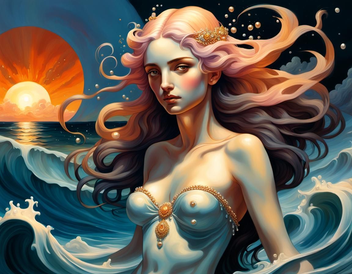 Aphrodite Emerges from Sea in Neoclassical Painting