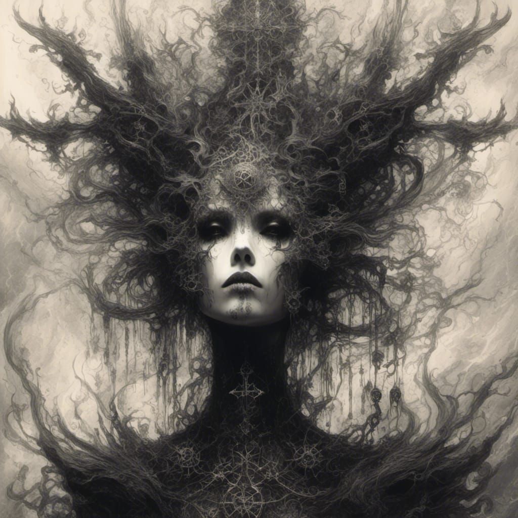 Gothic Goth Pencil Drawing Inspired by Goya