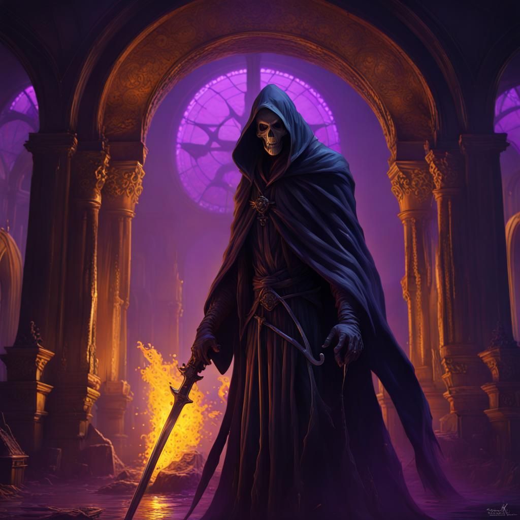 Detailed Grim Reaper in Dark Fantasy Concept Art