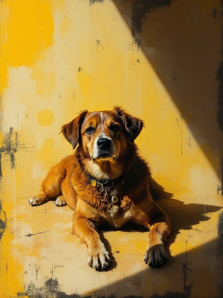 Dog in Sunlight: Baroque Street Art Fusion