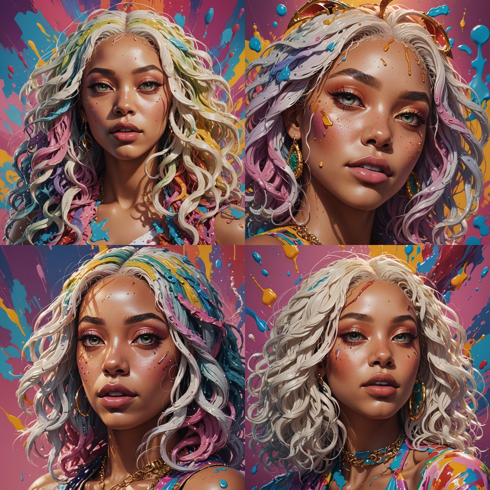 Hyperrealistic Portrait of Doja Cat in Splash Art Style