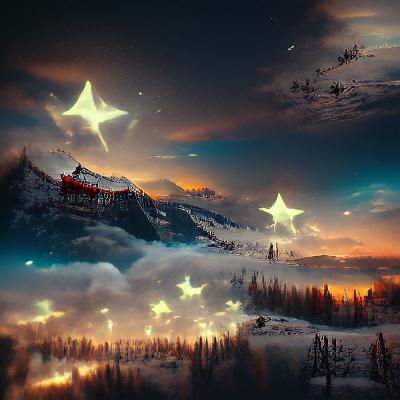 Twinkle Starry Night in Bierstadt Dore Style