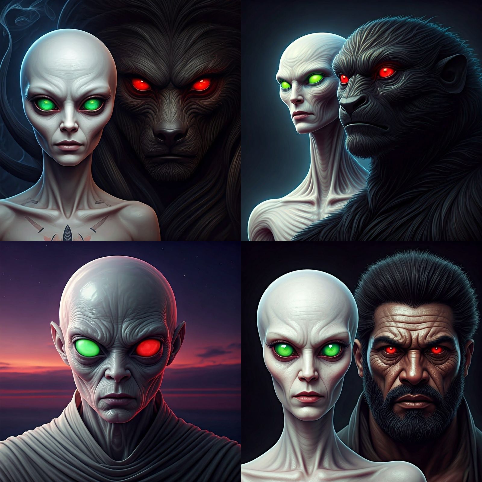 White Alien and Black Yeti Digital Art