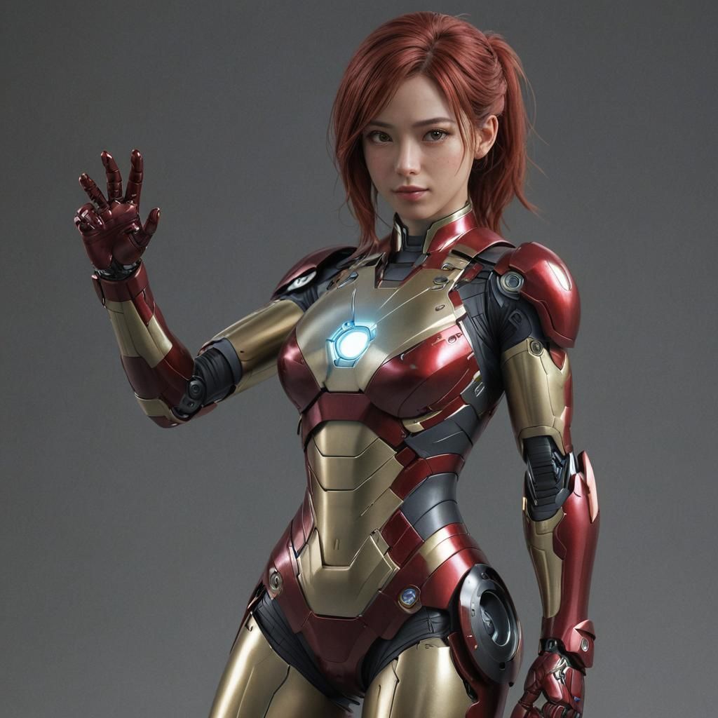 Beautiful Iron Man Girl in Anime Style