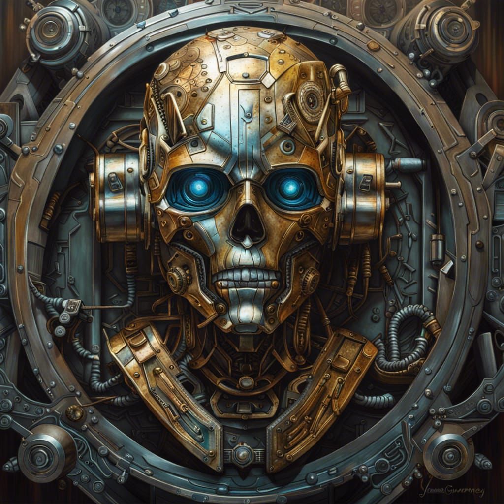 Cyborg Portrait made out of metal