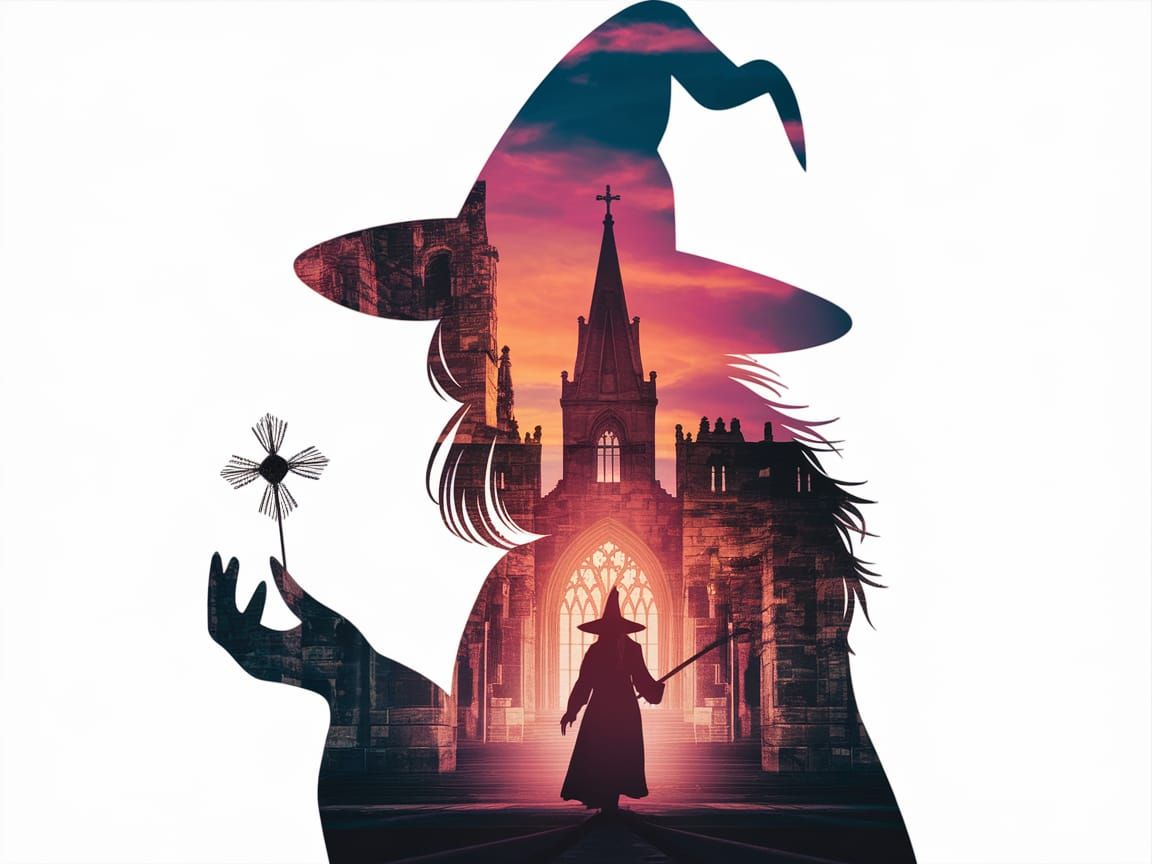 Abstract Cathedral Silhouette in a Witch's Form