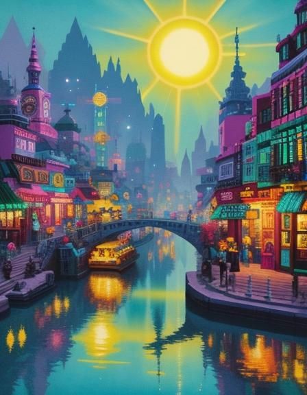 Mystical Gemstone with Flickering Light in Folk Art