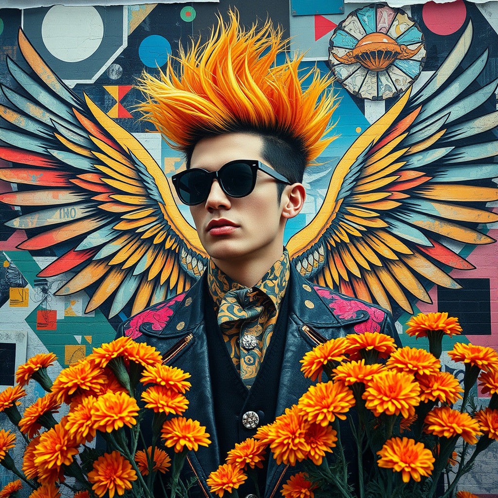 Street Art Mural with Performer in Dada Style