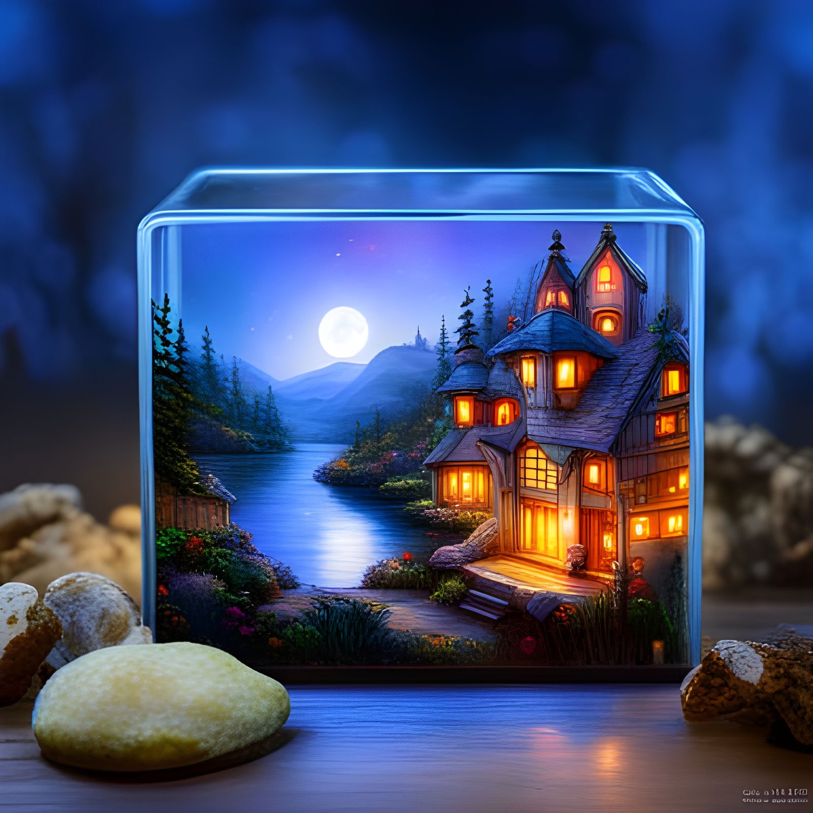 Enchanted Fairy Village in Glass Case