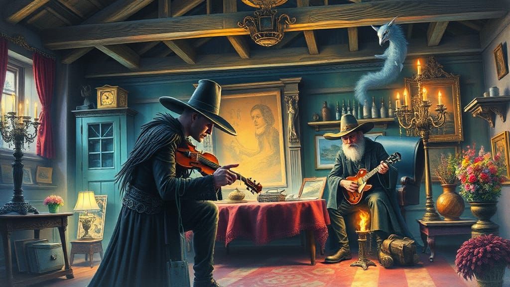 Fantasy Scene in Watercolor Style of Julie Bell