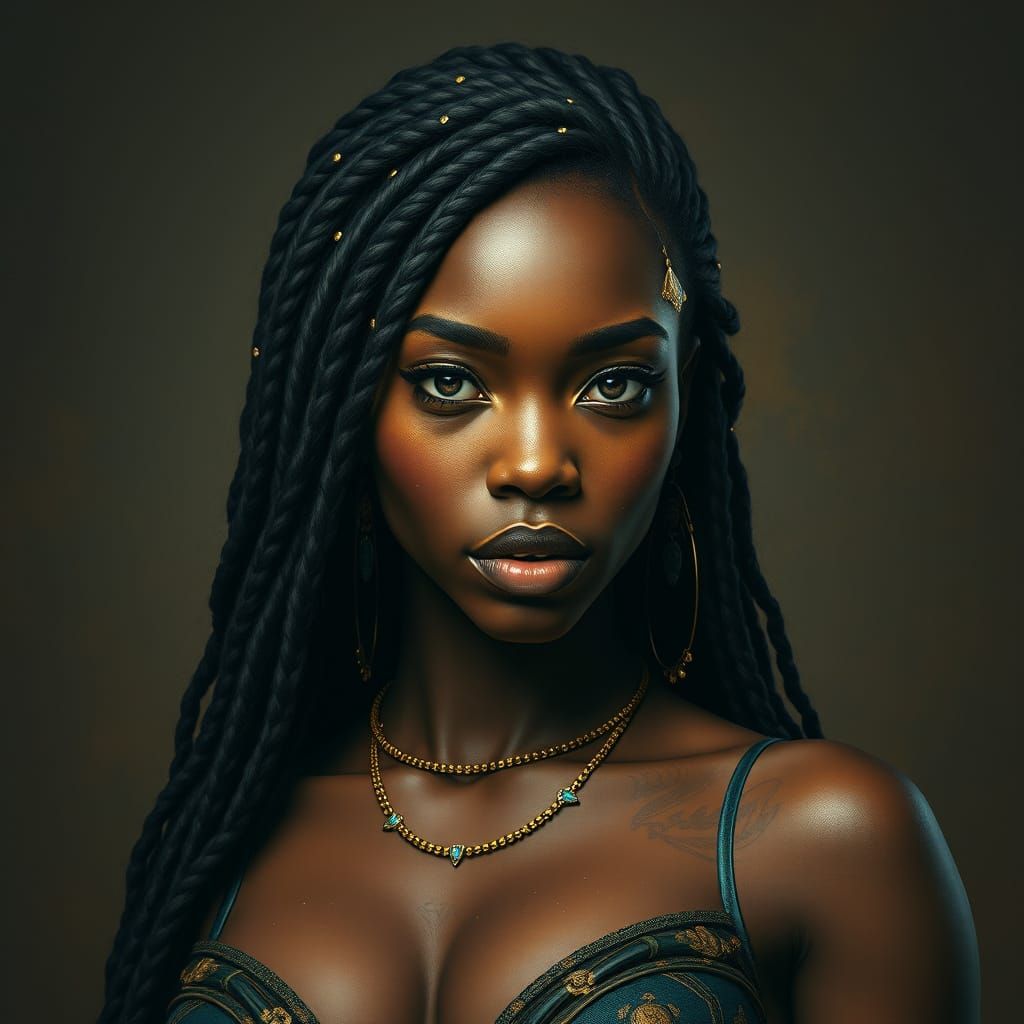 Ethereal African Queen in Golden Light