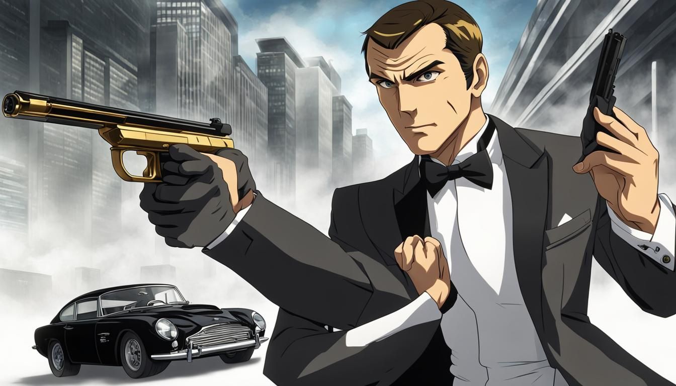 James Bond Anime Character in Japanese Manga Style