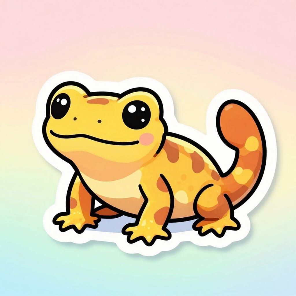 Happy Salamander Sticker in Pastel Colors