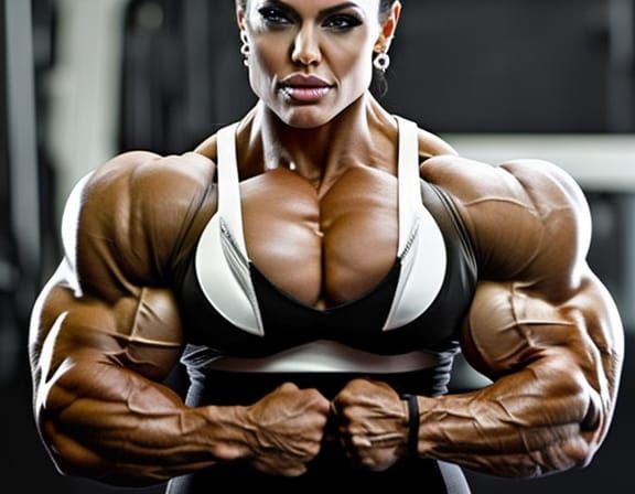 Mega Muscular Female Bodybuilder with Ripped Physique