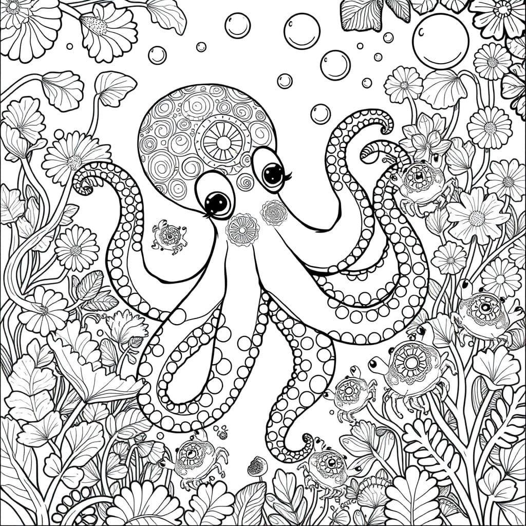 Enchanted Underwater World in Delicate Black and White Line ...