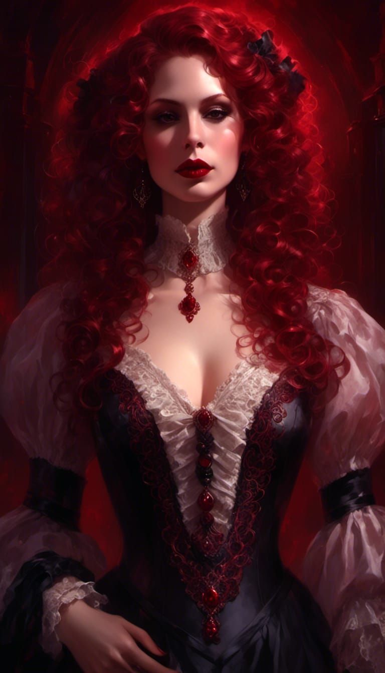 Victorian Vampire Portrait with Red Hair