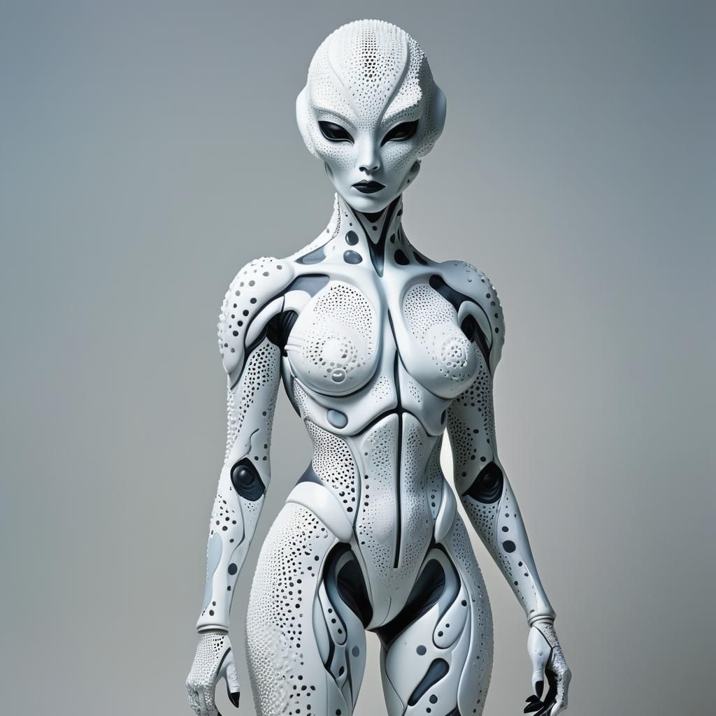 Woman with Arctic Camo Skin in Hyperrealistic Style